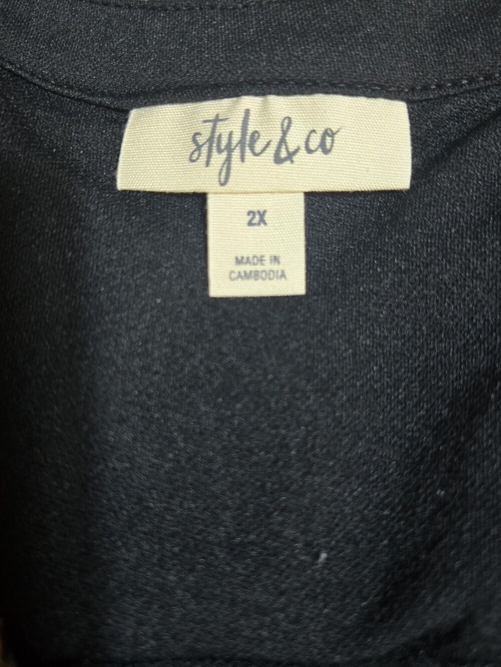 STYLE & CO Size 2X Black Floral Tiered 3/4 Sleeve V-neck Dress,  Covered Buttons - Picture 2 of 12